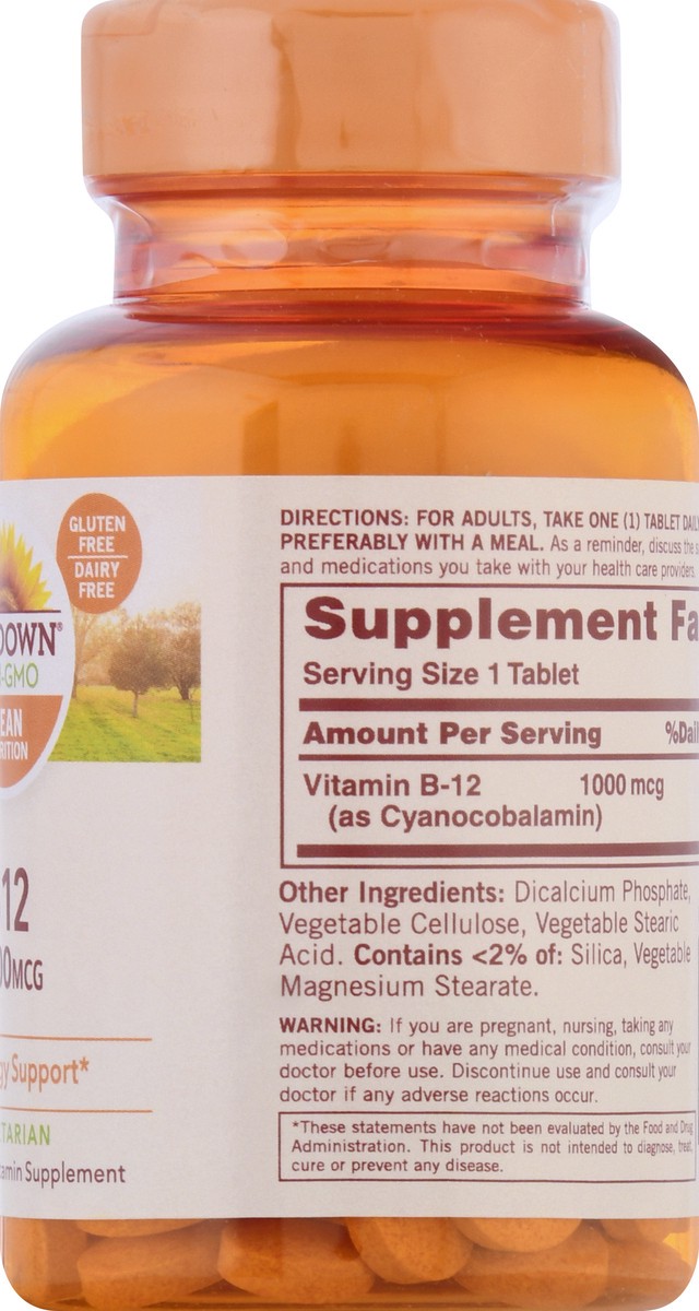 slide 3 of 9, Sundown Non-GMO 1000 mcg Tablets Vitamin B12 60 ea, 60 ct