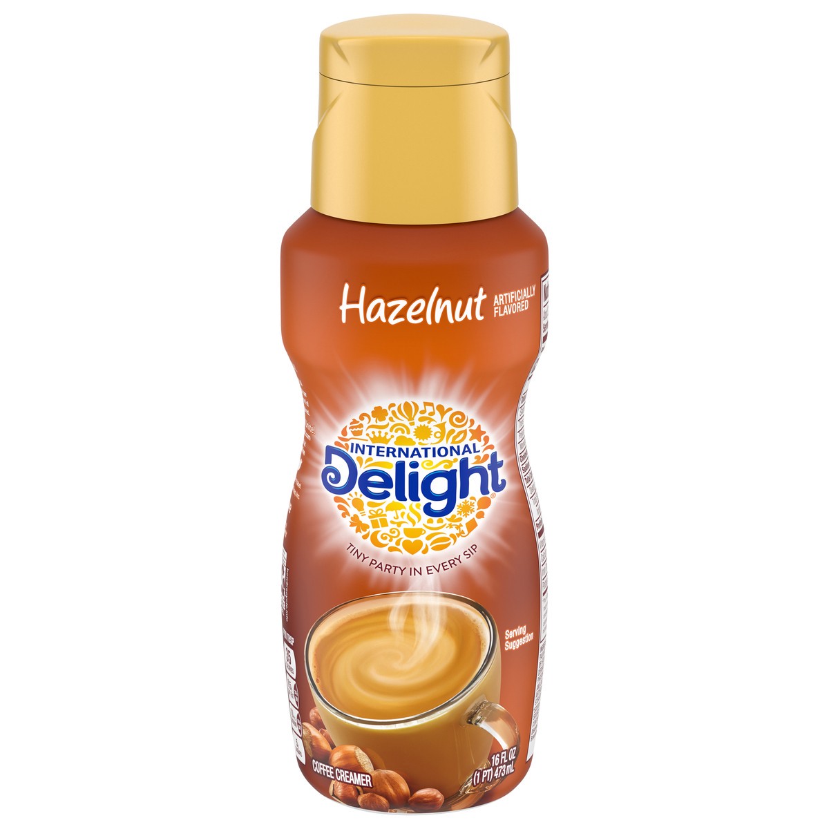 slide 1 of 9, International Delight Coffee Creamer, Hazelnut, Refrigerated Flavored Creamer, 16 FL OZ Bottle, 16 fl oz