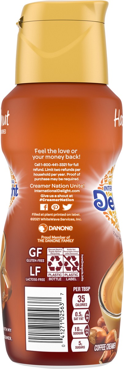 slide 8 of 9, International Delight Coffee Creamer, Hazelnut, Refrigerated Flavored Creamer, 16 FL OZ Bottle, 16 fl oz