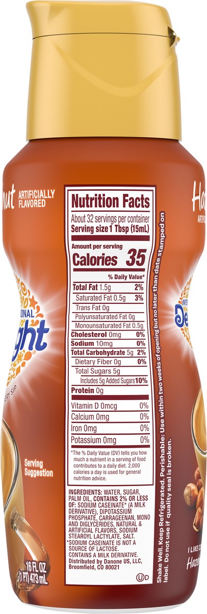 slide 9 of 9, International Delight Coffee Creamer, Hazelnut, Refrigerated Flavored Creamer, 16 FL OZ Bottle, 16 fl oz