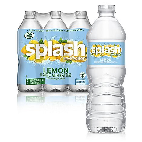 slide 1 of 1, Splash Refresher Lemon Flavored Water - 6-16.9 Fl. Oz., 101.4 fl oz