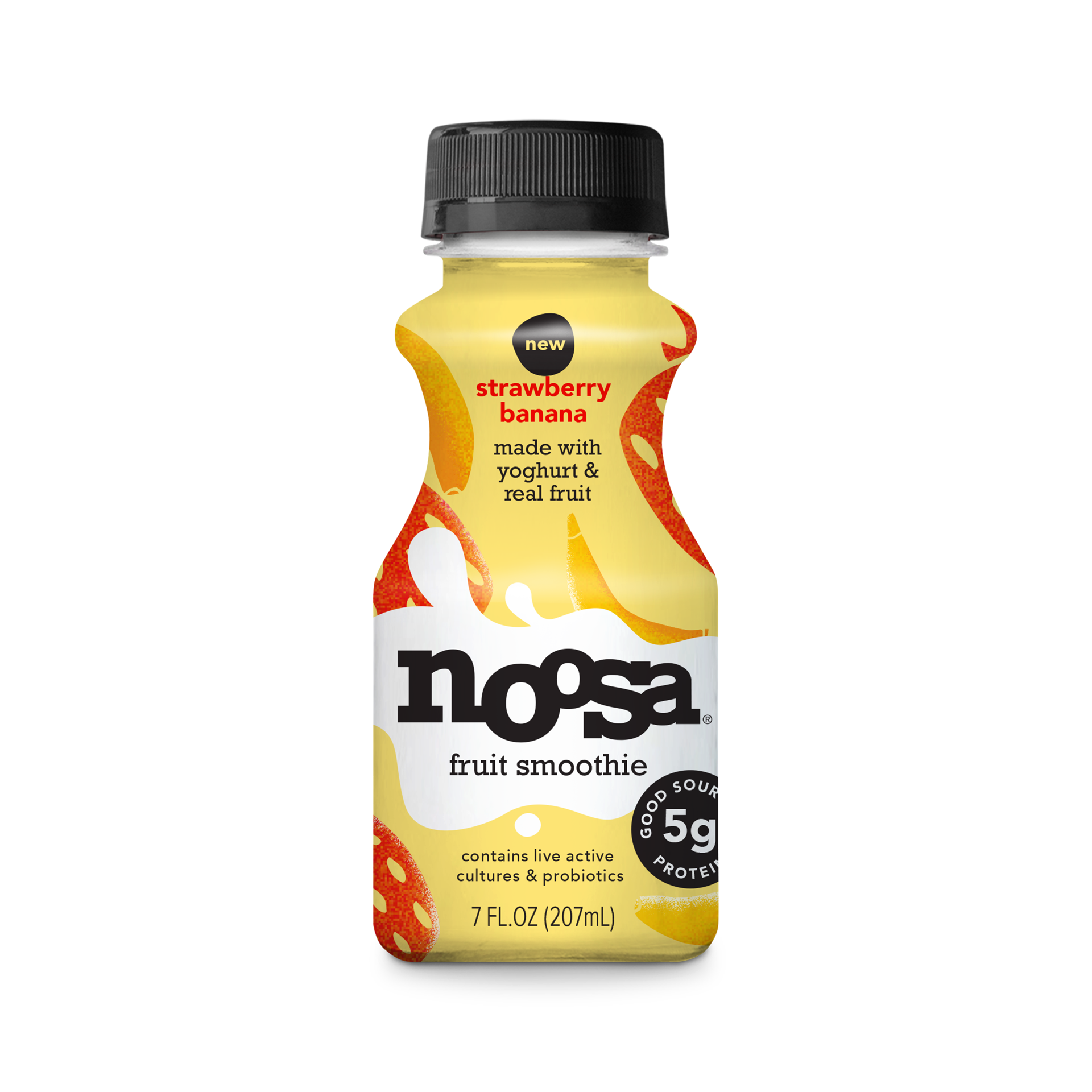 slide 1 of 1, noosa Yoghurt, Strawberry Banana Fruit Smoothie, 7 fl oz, Whole Milk Yogurt, Real Fruit, Grade-A Pasteurized, Gluten Free, Probiotic, 7 oz