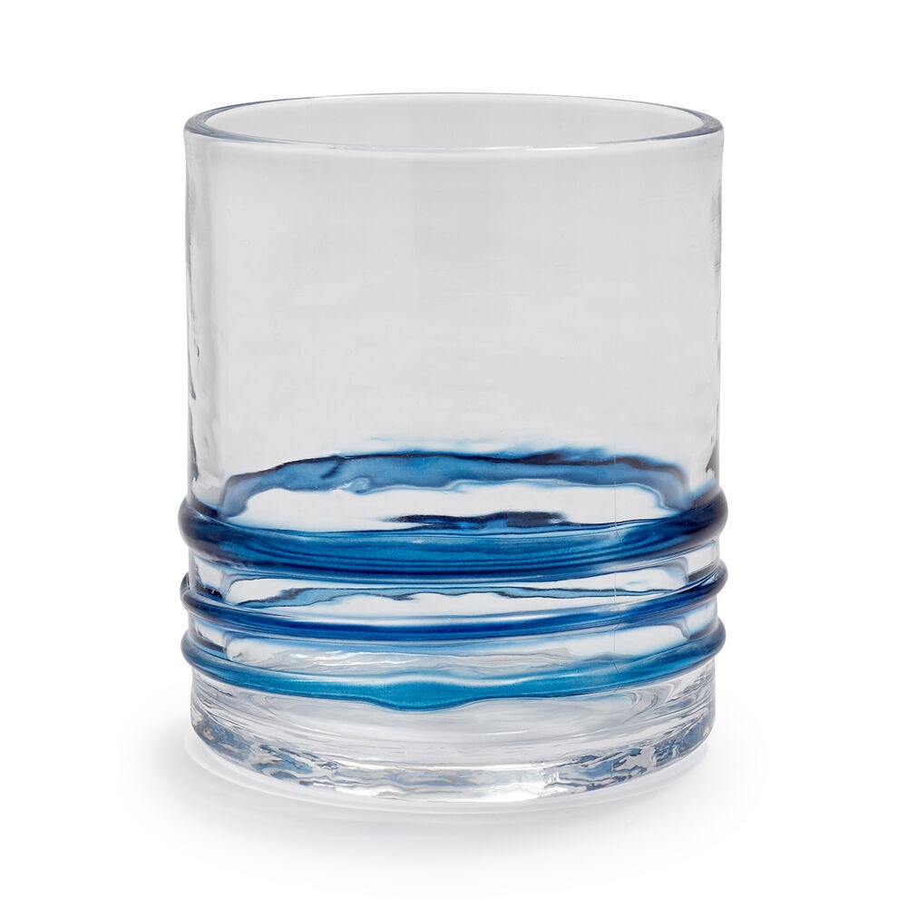 slide 1 of 1, Sur La Table Blue Ring Double Old Fashioned Glass, 14 oz