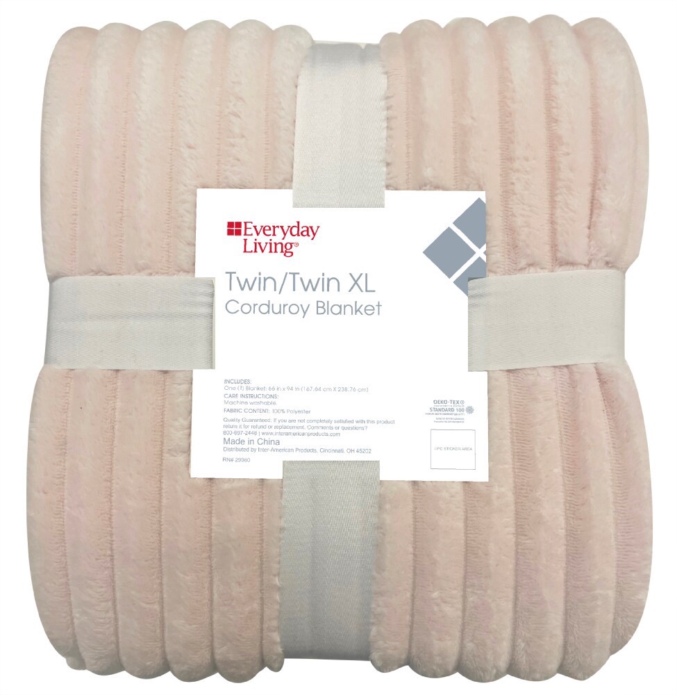 slide 1 of 1, Everyday Living Corduroy Twin Pink Blanket, 1 ct