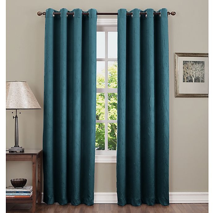 slide 1 of 1, Sun Zero Hoffman Grommet Top Room Darkening Window Curtain Panel - Teal, 63 in