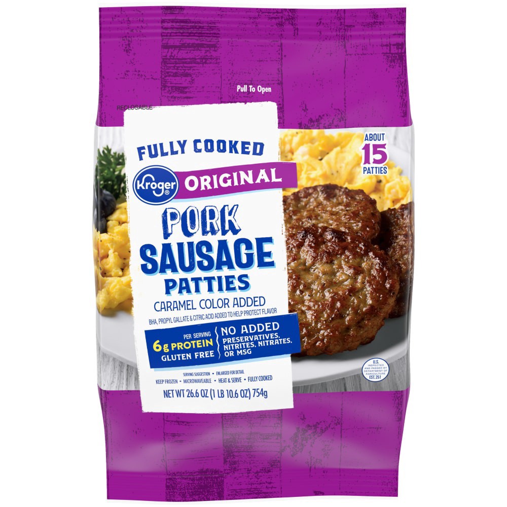 slide 1 of 2, Kroger Original Pork Sausage Patties, 26.6 oz