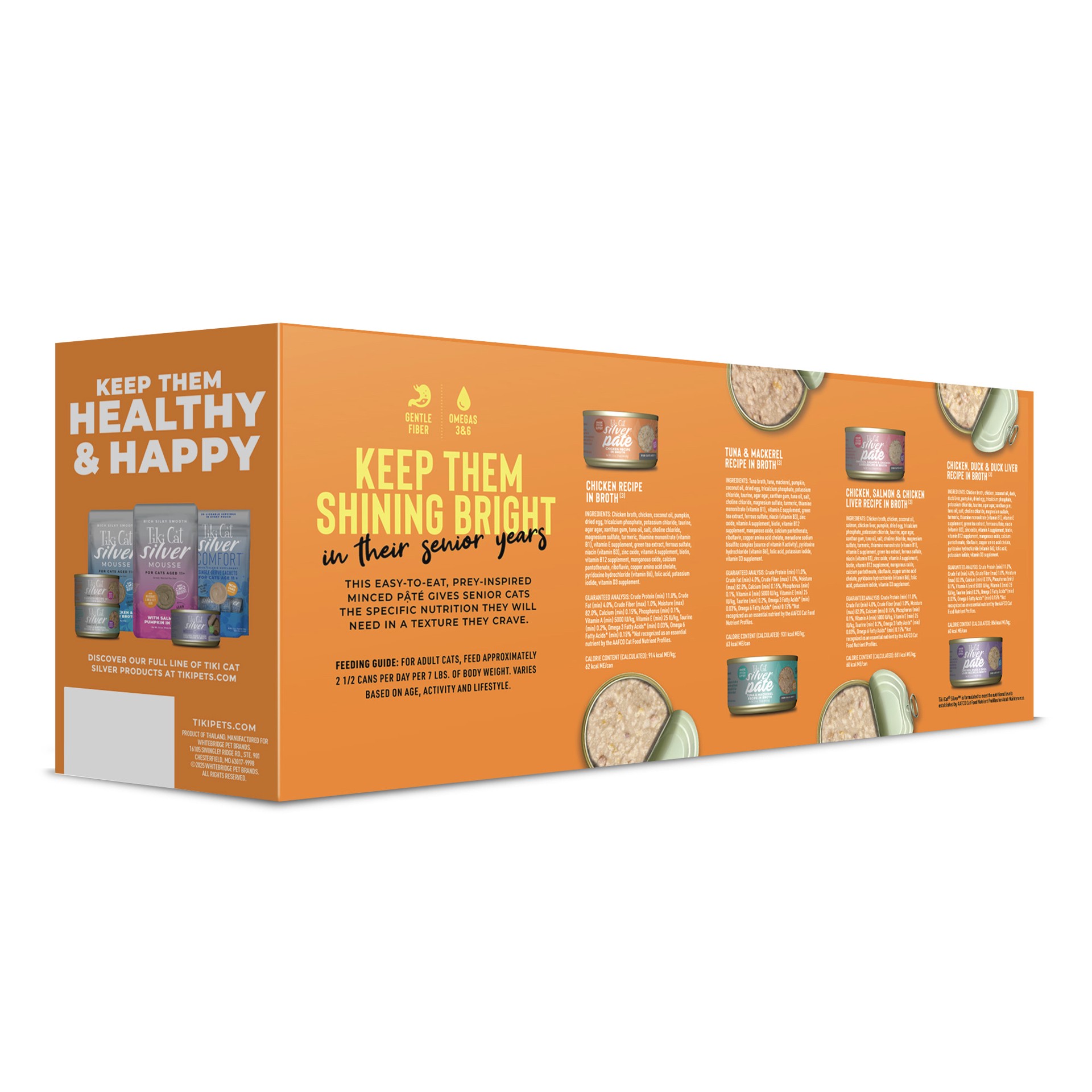 slide 7 of 7, Tiki Cat Silver Pate Wet Cat Food, Variety Pack, 2.4 oz. Can (12 Count), 28.8 oz