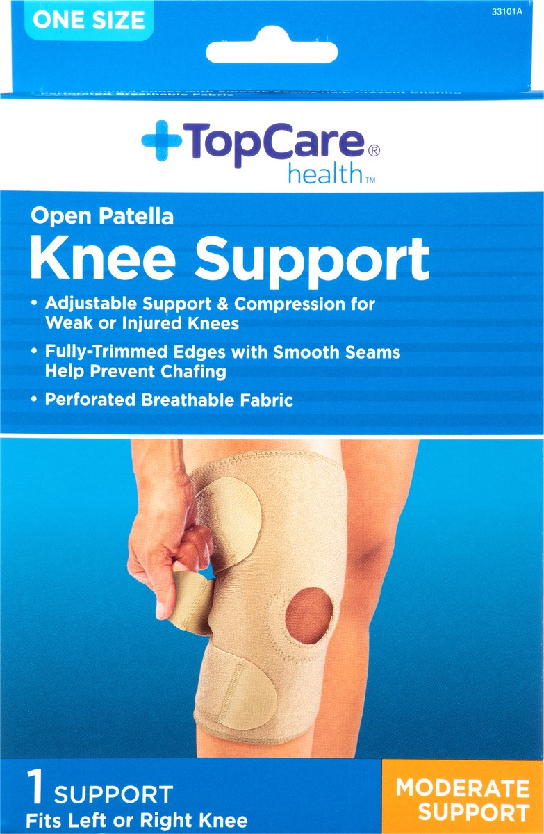 slide 12 of 13, TopCare Health One Size Open Patella Moderate Knee Support 1 ea, 1 ct