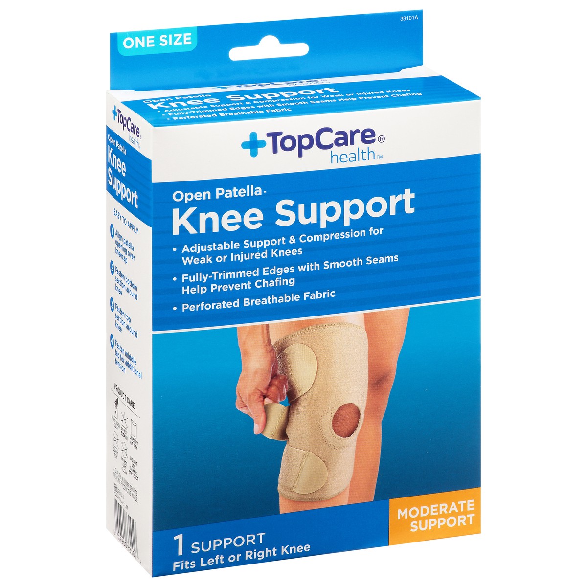 slide 10 of 13, TopCare Health One Size Open Patella Moderate Knee Support 1 ea, 1 ct