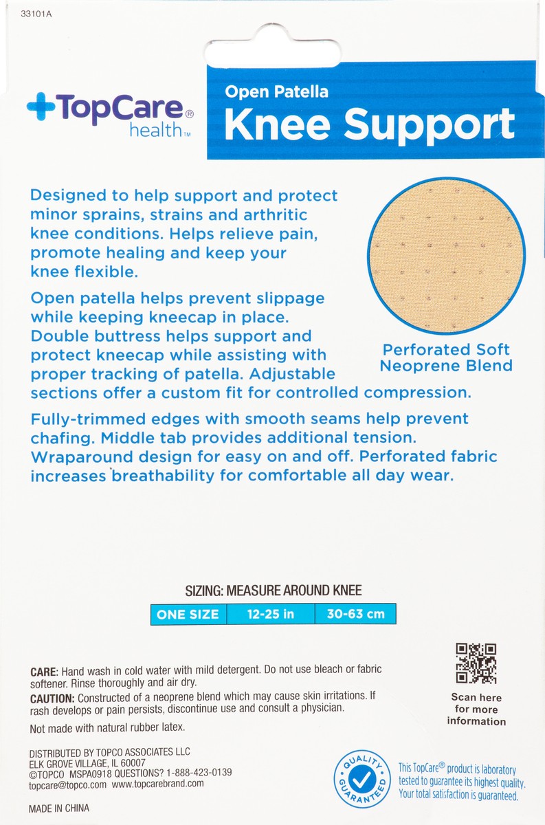 slide 7 of 13, TopCare Health One Size Open Patella Moderate Knee Support 1 ea, 1 ct