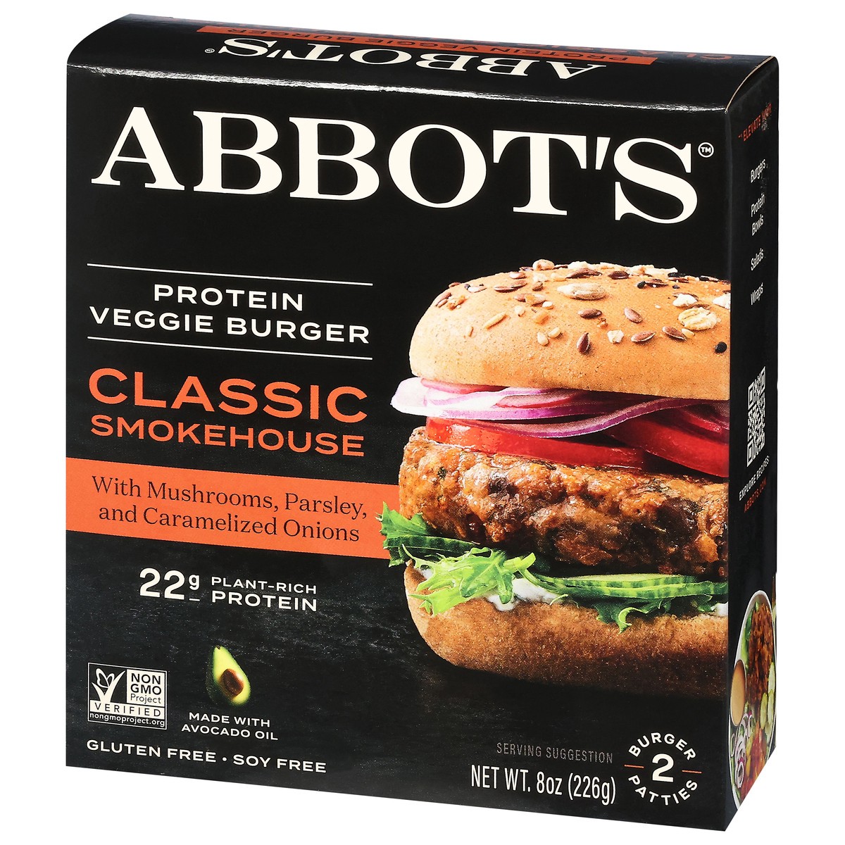 slide 4 of 4, Abbot's Classic Smokehouse Protein Veggie Burger 2 Each, 8 oz