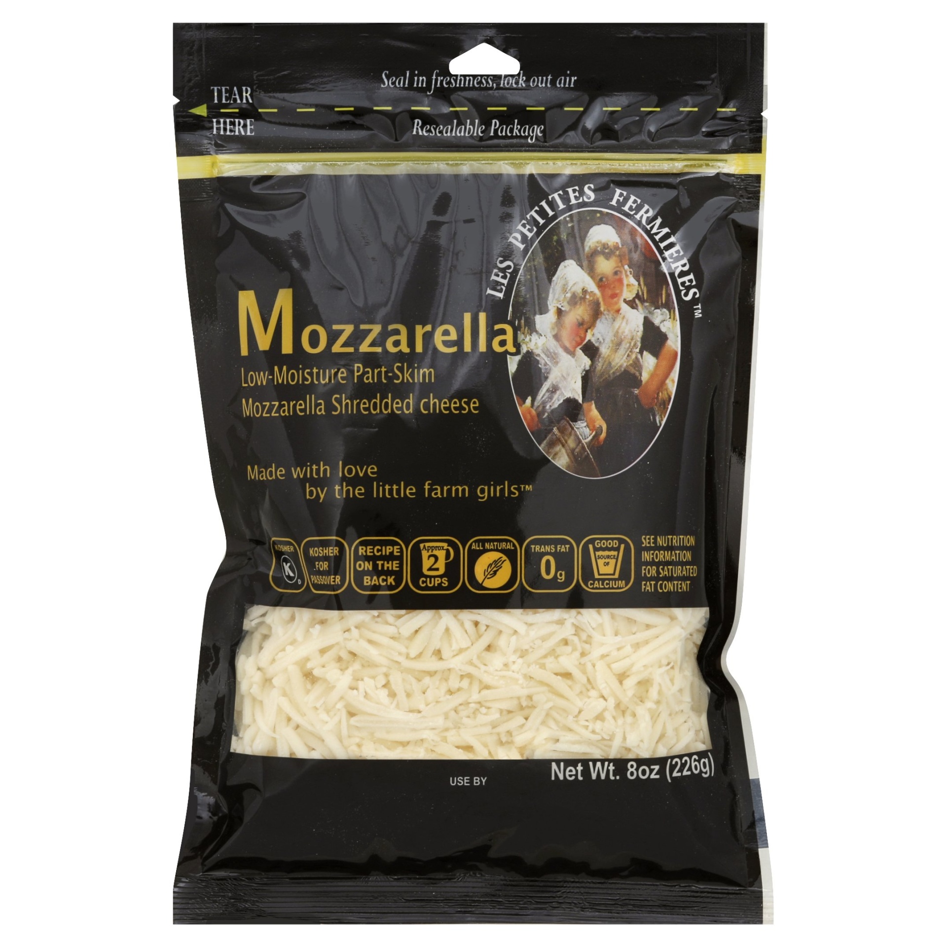 slide 1 of 1, Les Petites Fermieres Kosher Shredded Mozzarella Cheese - 8 Oz, 8 oz