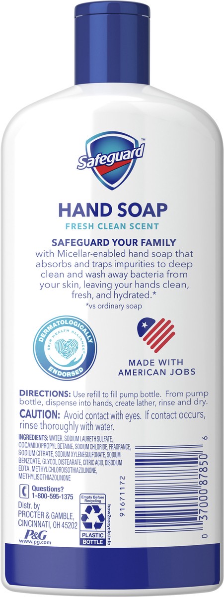 slide 4 of 5, Safeguard Liquid Hand Soap, Fresh Clean Scent Refill, 25 oz, 25 fl oz