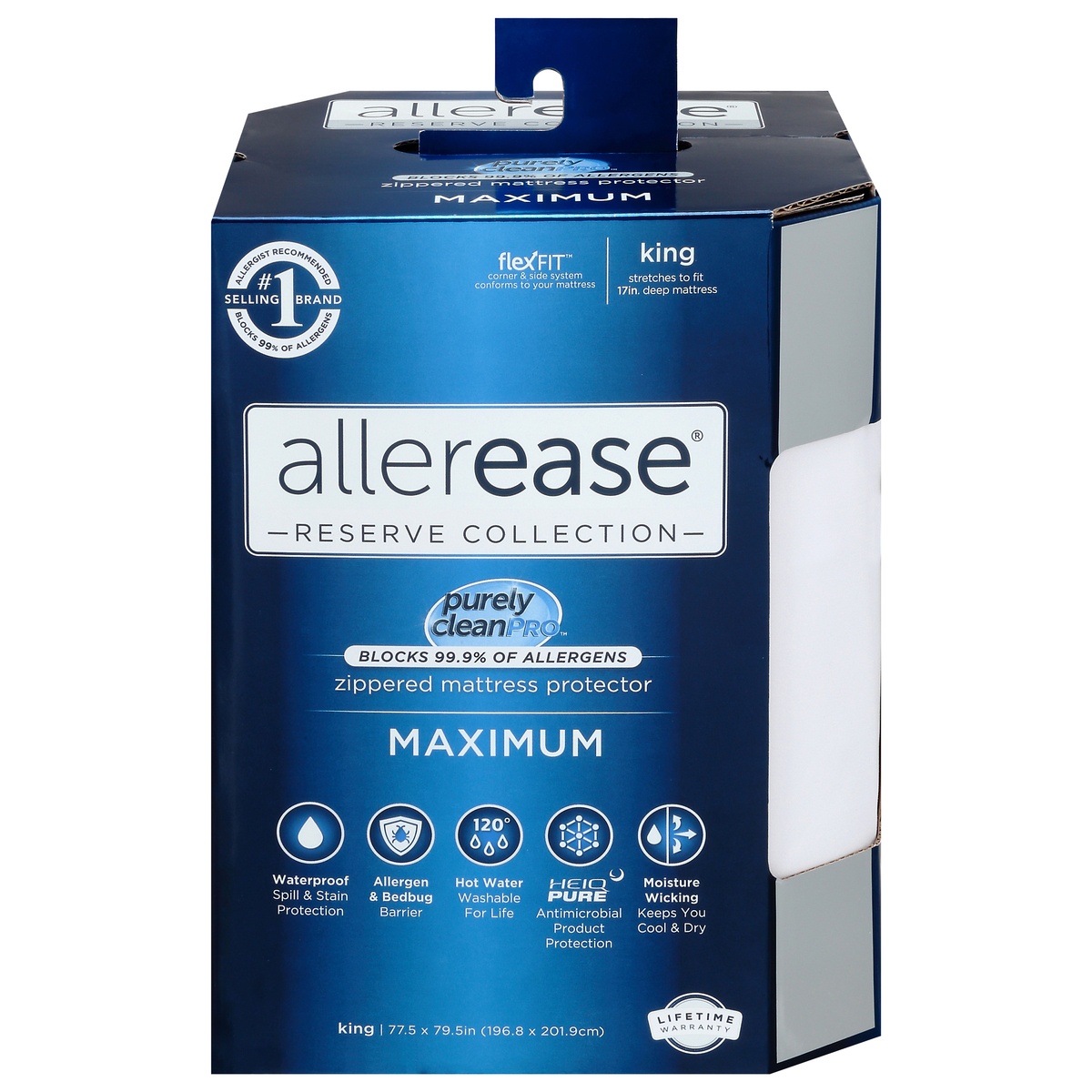 slide 1 of 1, AllerEase Maximum Allergy and Bedbug Waterproof Zippered Mattress Protector, King, 1 ct