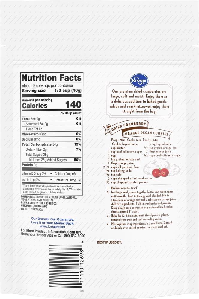 slide 2 of 2, Kroger Dried Cranberries Bag, 12 oz