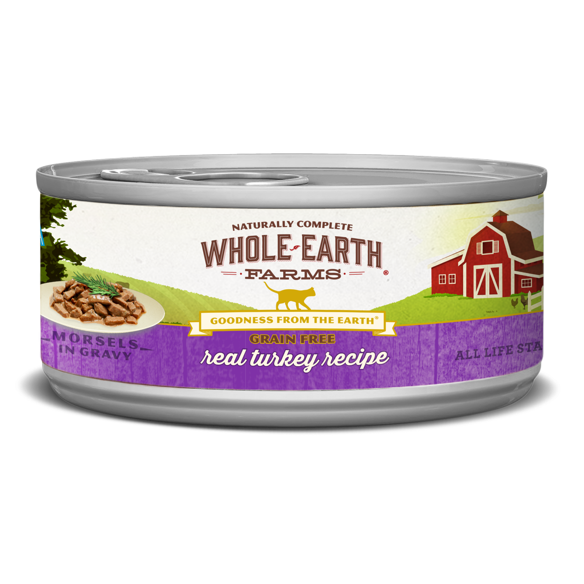 slide 1 of 2, Whole Earth Farms Grain Free Real Turkey Morsels in Gravy Wet Cat Food - 5 oz Can, 1 ct