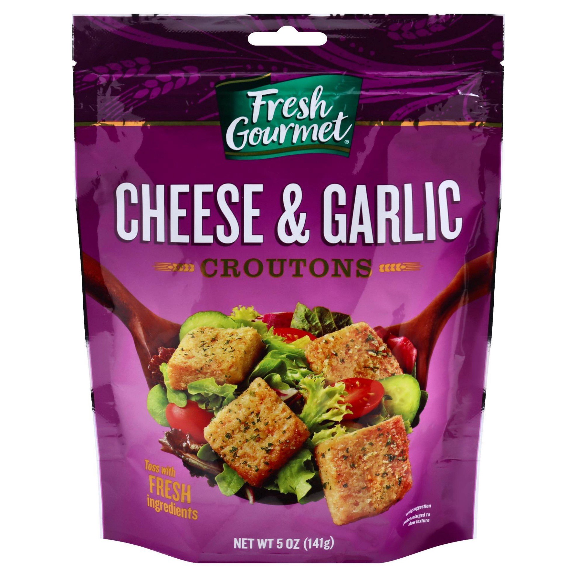 slide 1 of 3, Fresh Gourmet Cheese & Garlic Premium Croutons, 