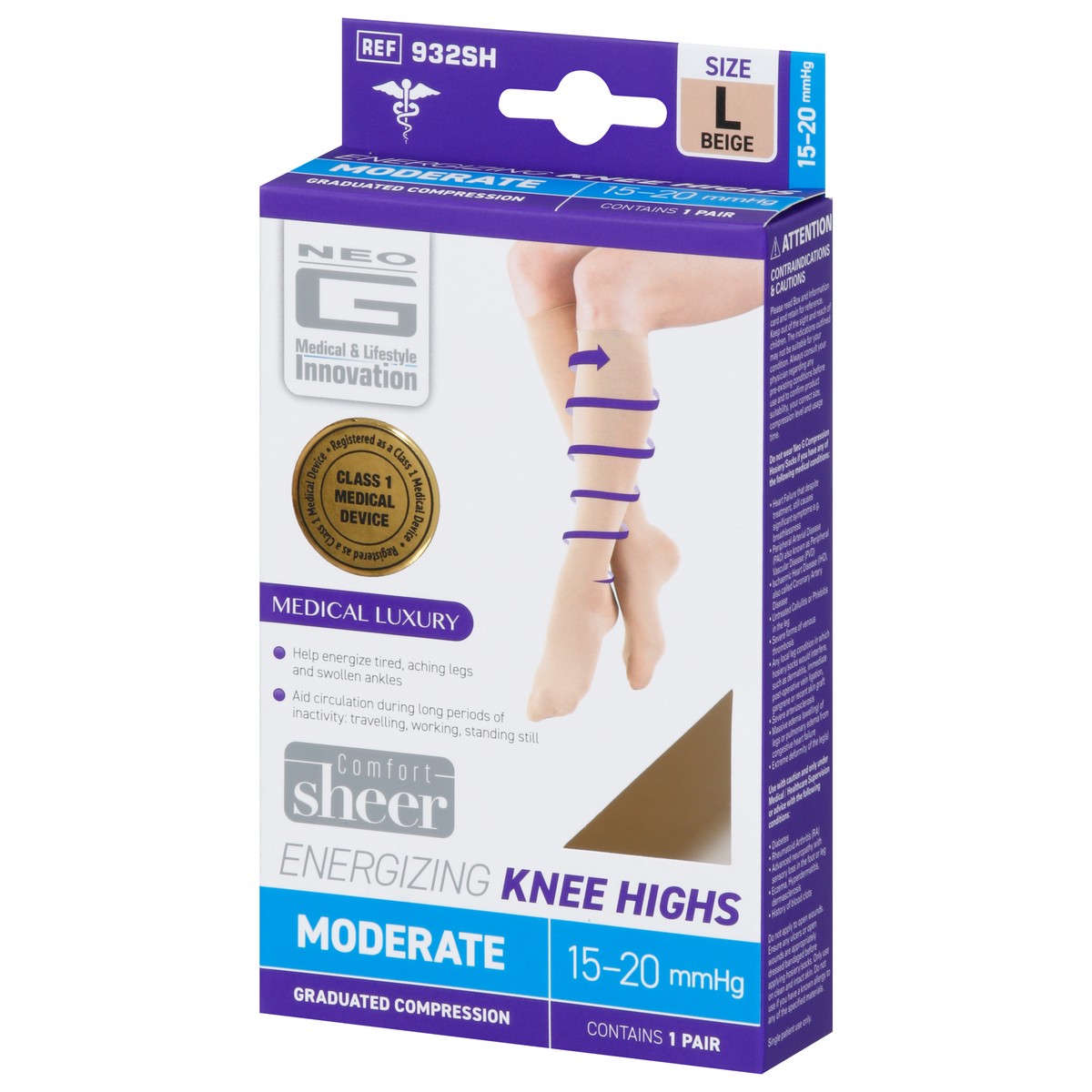 slide 2 of 9, Neo G Comfort Sheer Energizing Knee Highs Large 1 ea, 1 ct