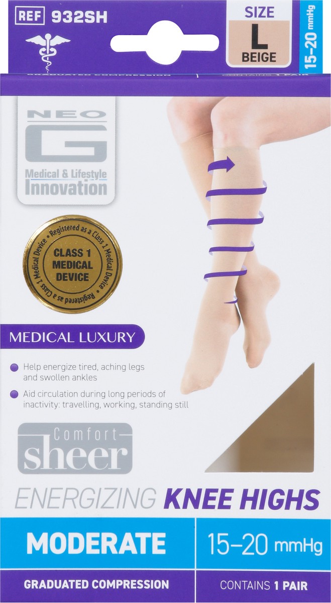 slide 4 of 9, Neo G Comfort Sheer Energizing Knee Highs Large 1 ea, 1 ct