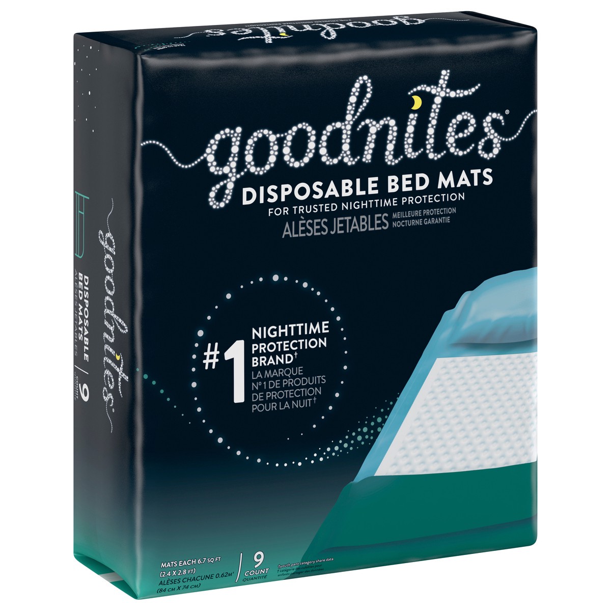 slide 2 of 9, Goodnites Disposable Bed Mats for Bedwetting, 2.4 x 2.8 ft, 9 Ct, 9 ct