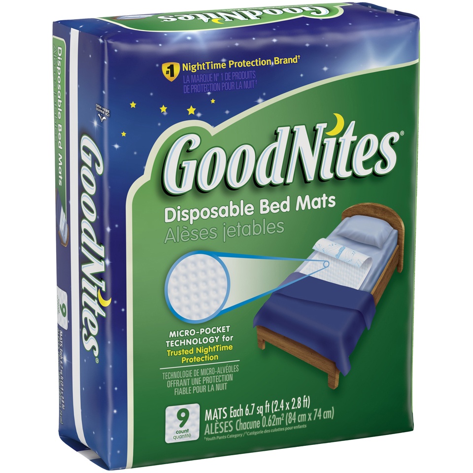 slide 2 of 3, GoodNites Disposable Bed Mats, 9 ct