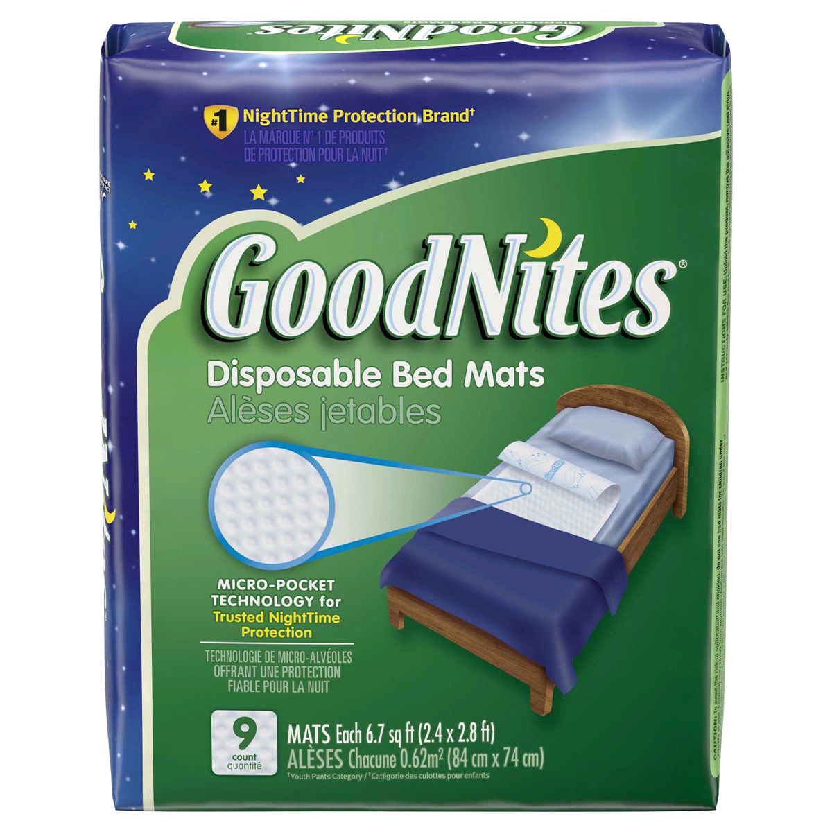 slide 1 of 3, GoodNites Disposable Bed Mats, 9 ct