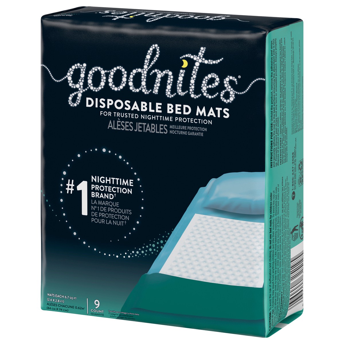 slide 3 of 9, Goodnites Disposable Bed Mats for Bedwetting, 2.4 x 2.8 ft, 9 Ct, 9 ct