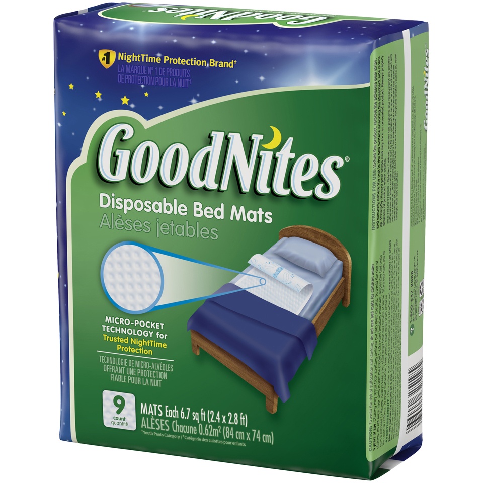 slide 3 of 3, GoodNites Disposable Bed Mats, 9 ct