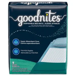 Goodnites Disposable Bed Mats for Bedwetting, 2.4 x 2.8 ft, 9 Ct