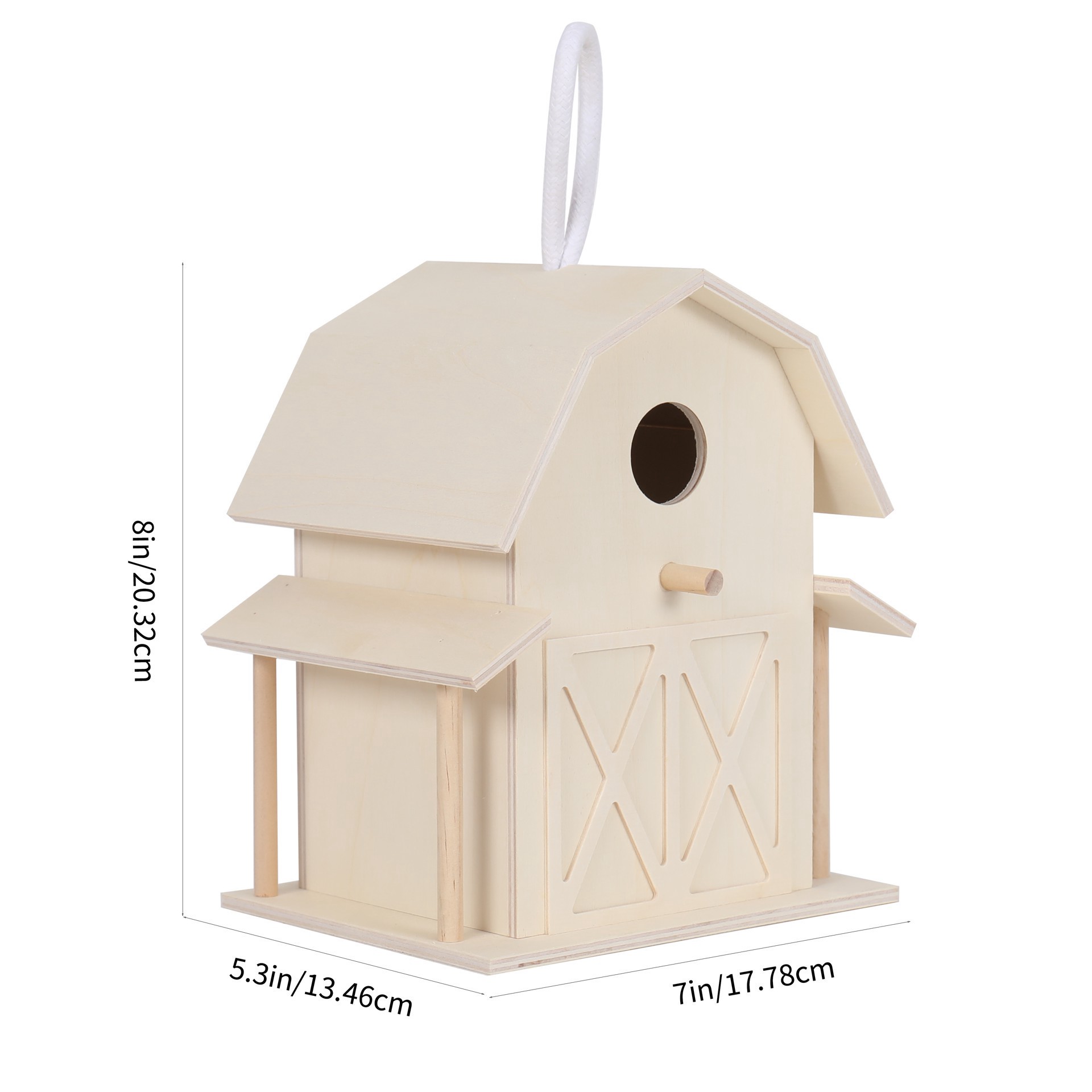 slide 3 of 4, 8" Wood Barn Birdhouse By Make Market, 7 in x 5.3 in x 8 in