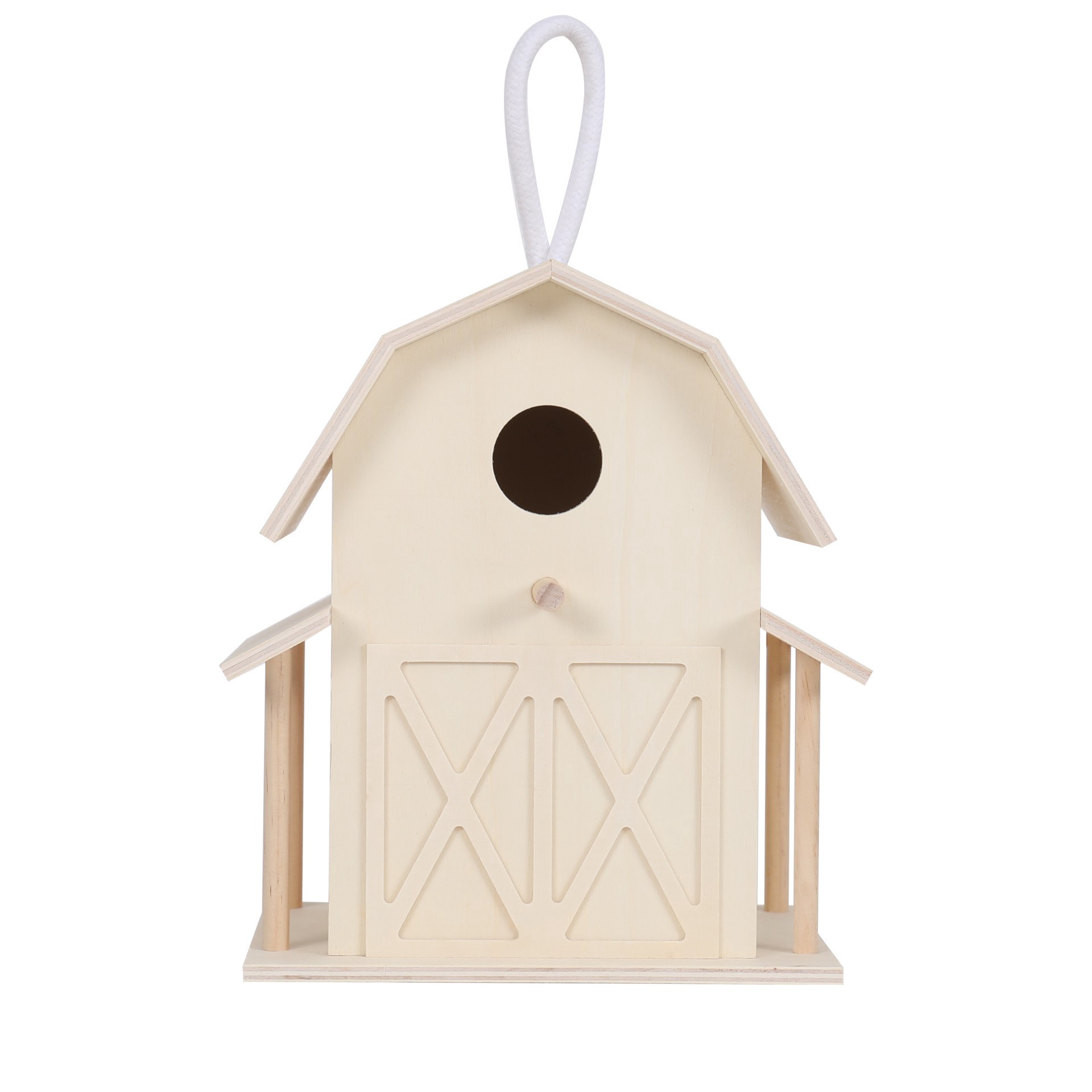 slide 4 of 4, 8" Wood Barn Birdhouse By Make Market, 7 in x 5.3 in x 8 in