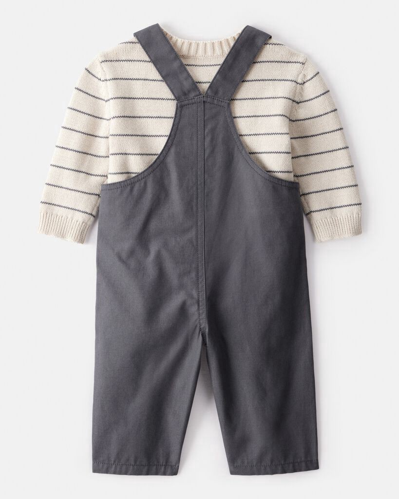 slide 5 of 5, Carter's Carters Baby Boy 2-Piece Stripe Sweater & Overall Set - Grey Grey 18M, 2 pc