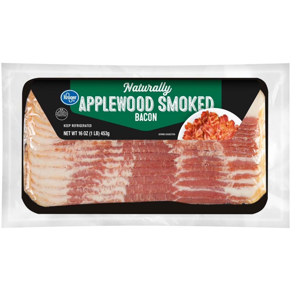 slide 1 of 1, Kroger Applewood Smoked Bacon, 16 oz