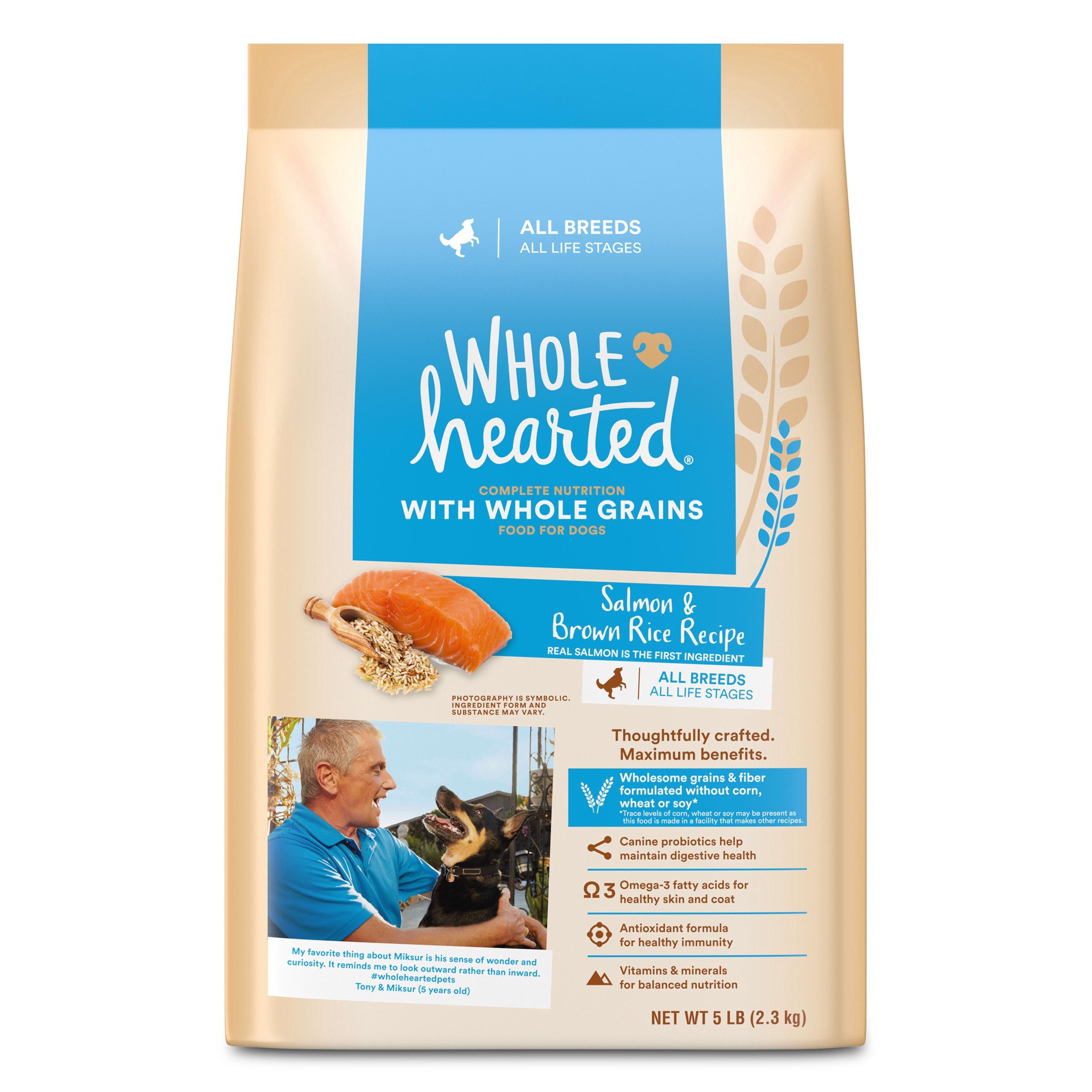slide 1 of 1, WholeHearted Whole Grains Salmon Recipe Dry Dog Food, 5 lbs., 1 ct
