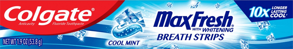 slide 2 of 7, Colgate Max Fresh Travel Size Toothpaste with Mini Breath Strips, Cool Mint - 1.9 Oz., 1.9 oz