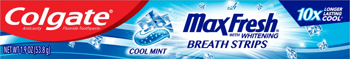 slide 6 of 7, Colgate Max Fresh Travel Size Toothpaste with Mini Breath Strips, Cool Mint - 1.9 Oz., 1.9 oz