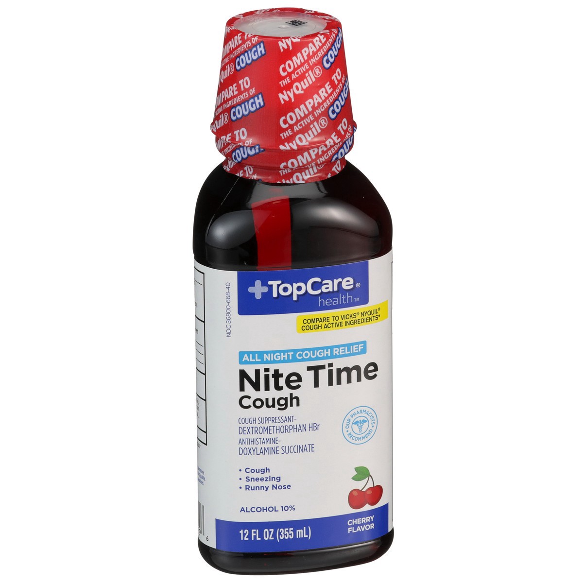 slide 2 of 9, TopCare Nite Time Cough Syrup, Cherry, 12 fl oz