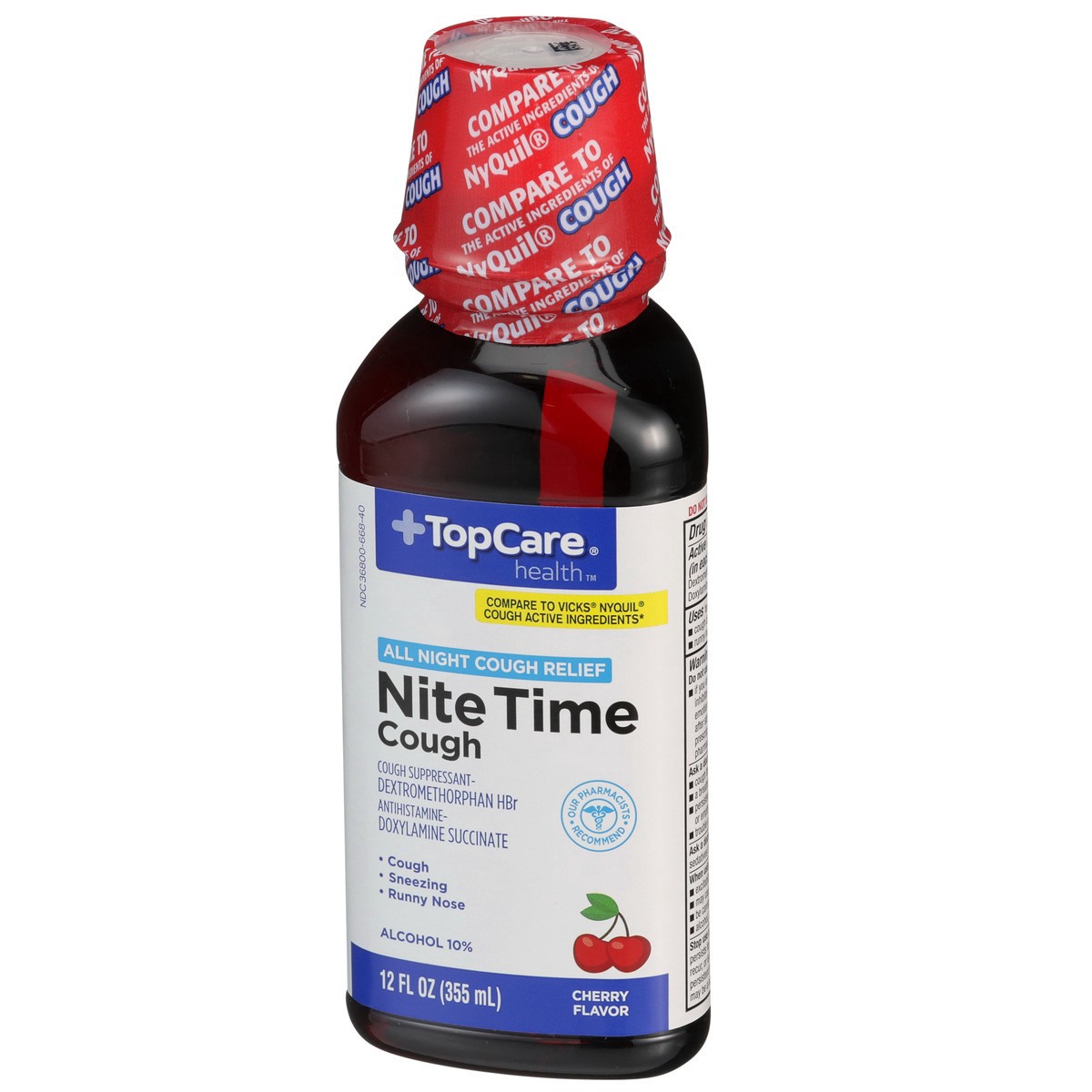 slide 3 of 9, TopCare Nite Time Cough Syrup, Cherry, 12 fl oz