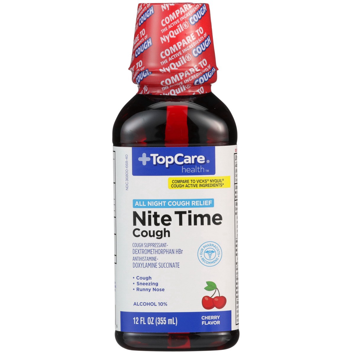 slide 6 of 9, TopCare Nite Time Cough Syrup, Cherry, 12 fl oz