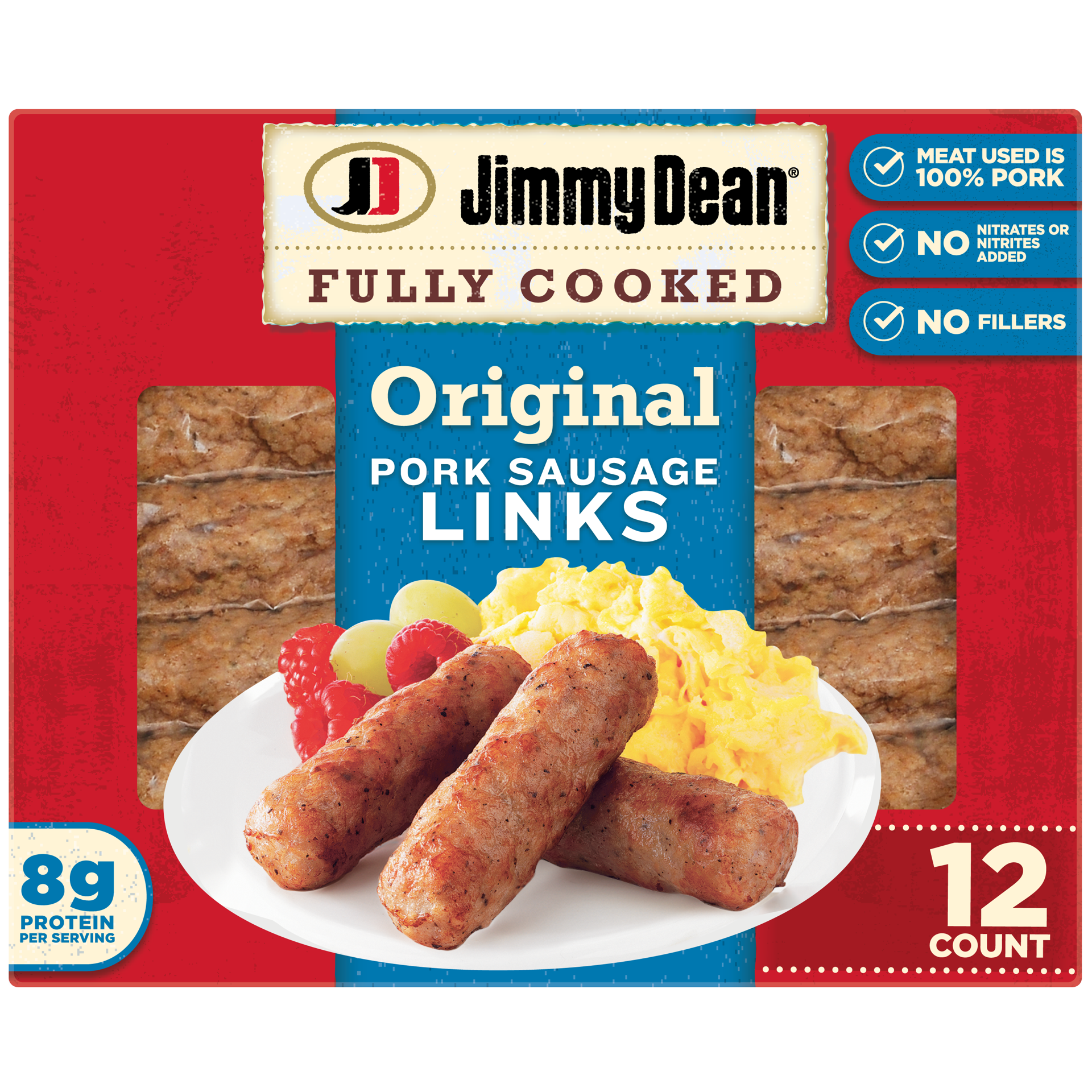 slide 1 of 9, Jimmy Dean Fully Cooked Original Pork Breakfast Sausage Links, 12 Count, 272.15 g