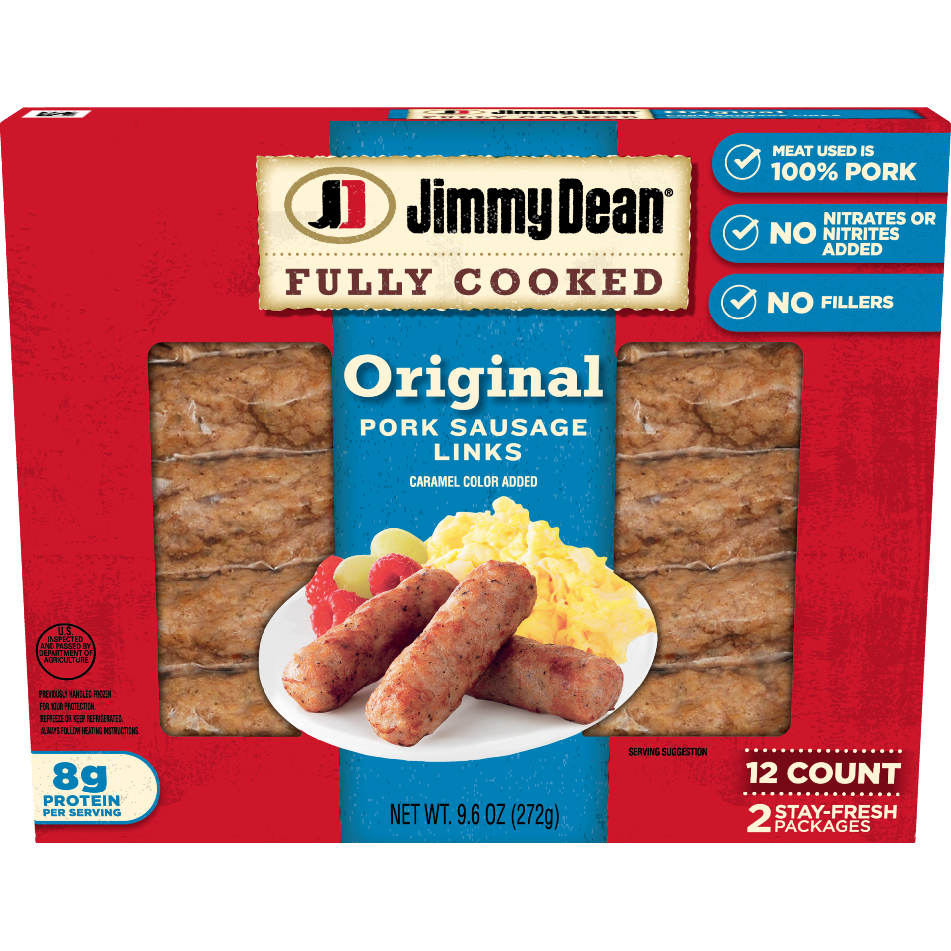 slide 1 of 6, Jimmy Dean Fully Cooked Original Pork Sausage Links, 9.6 oz