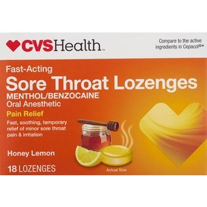 slide 1 of 1, CVS Health Fast Acting Sore Throat Lozenges, Honey Lemon, 18 ct