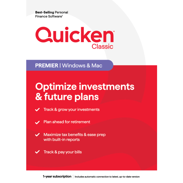 slide 1 of 5, Quicken Premier Personal Finance Software, 1-Year Subscription, For Pc/Mac, 1 ct