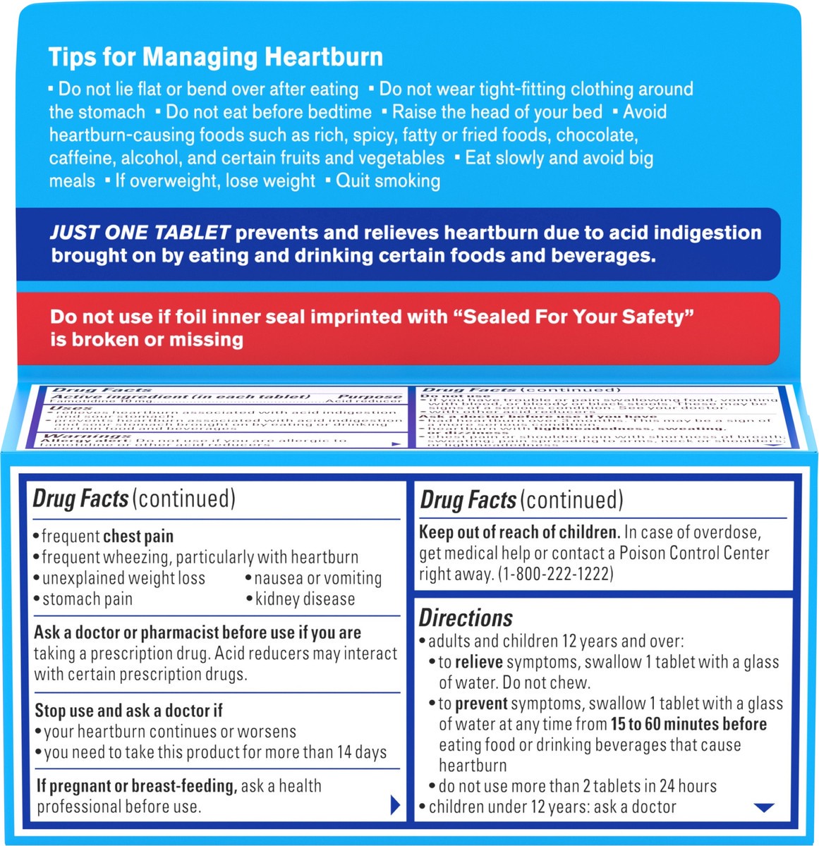 slide 9 of 9, Pepcid AC Original Strength Heartburn Relief Tablets, OTC Medicine Prevents & Relieves Heartburn Due to Acid Indigestion & Sour Stomach, 10mg Famotidine Acid Reducer, Fast-Acting, 90 ct, 90 ct