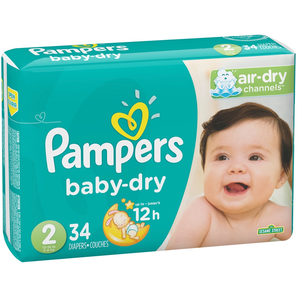 slide 2 of 3, Pampers Baby Dry Diapers Size 2, 34 ct