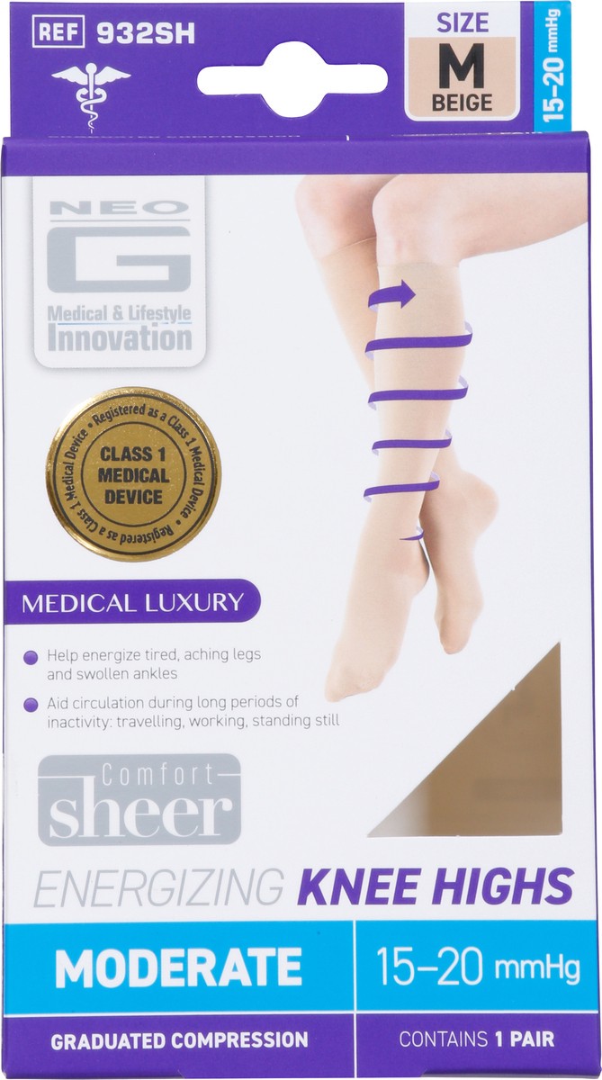 slide 3 of 9, Neo G Energizing Moderate Beige Knee Highs Medium 1 Pair, 1 ct