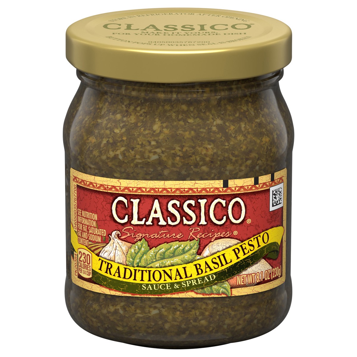 slide 1 of 9, Classico Signature Recipes Traditional Basil Pesto Sauce & Spread, 8.1 oz Jar, 8.1 oz