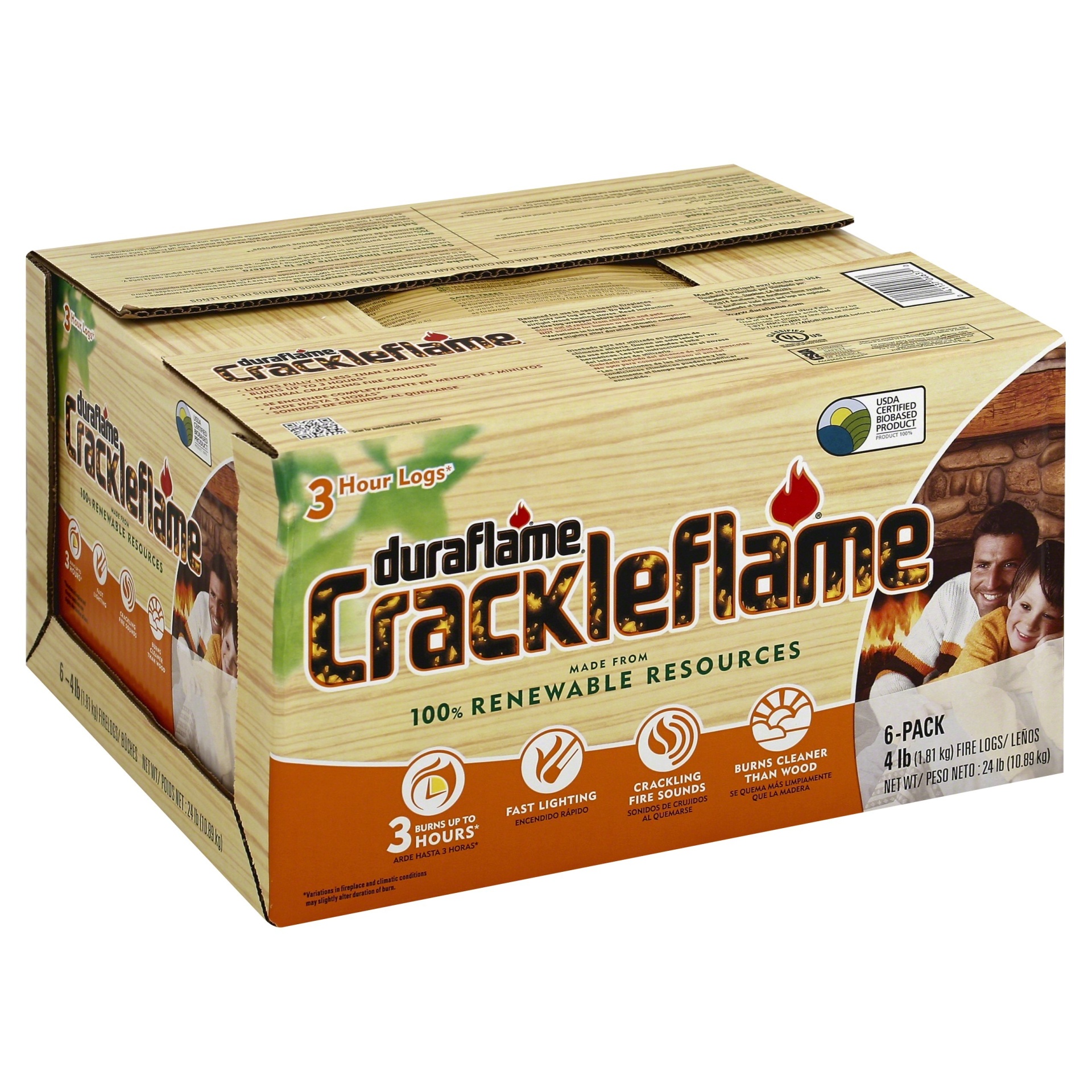 slide 1 of 1, Duraflame Crackleflame Firelogs, 6 ct; 4 lb