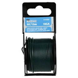 KingChain 18 Gauge x 50' PVC-Coated Steel Wire - Green Color - Mini-Reel