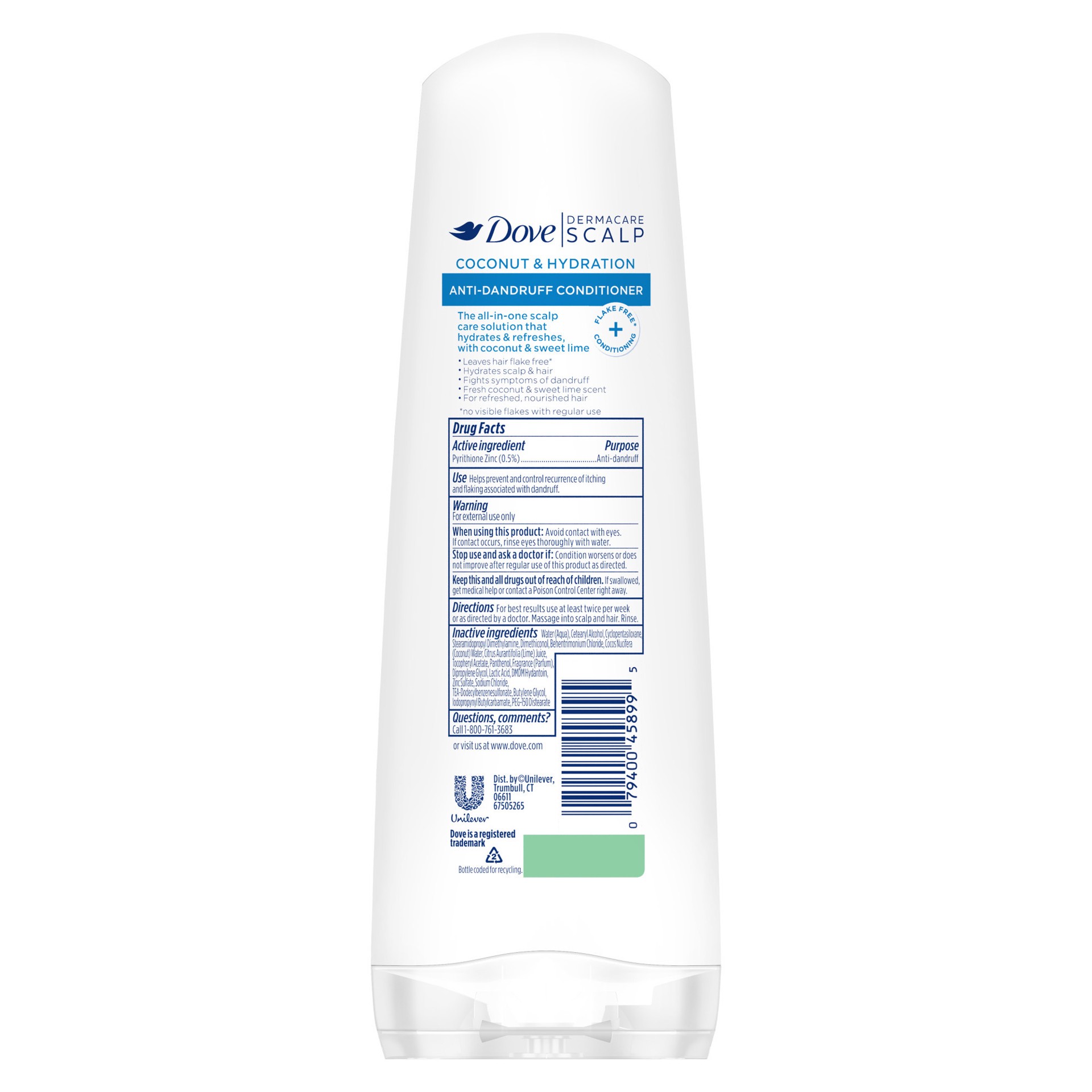 slide 5 of 6, Dove DermaCare Scalp Anti-Dandruff Conditioner Coconut & Hydration, 12 oz, 12 oz